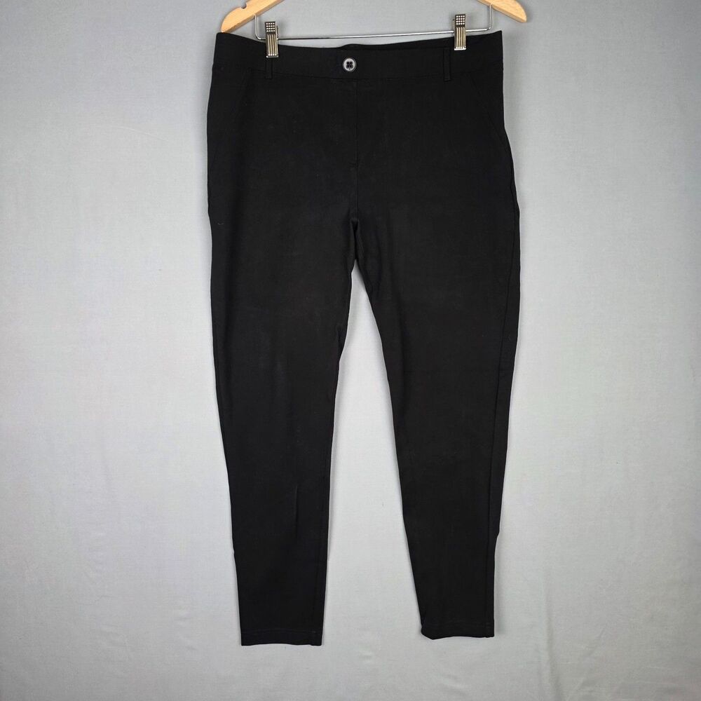 Betabrand Flat Front Tapered Leg Black Pants Size XL Yoga Pants Stretchy Comfort